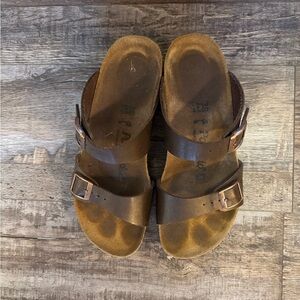 Brown Leather Sandals with Buckles